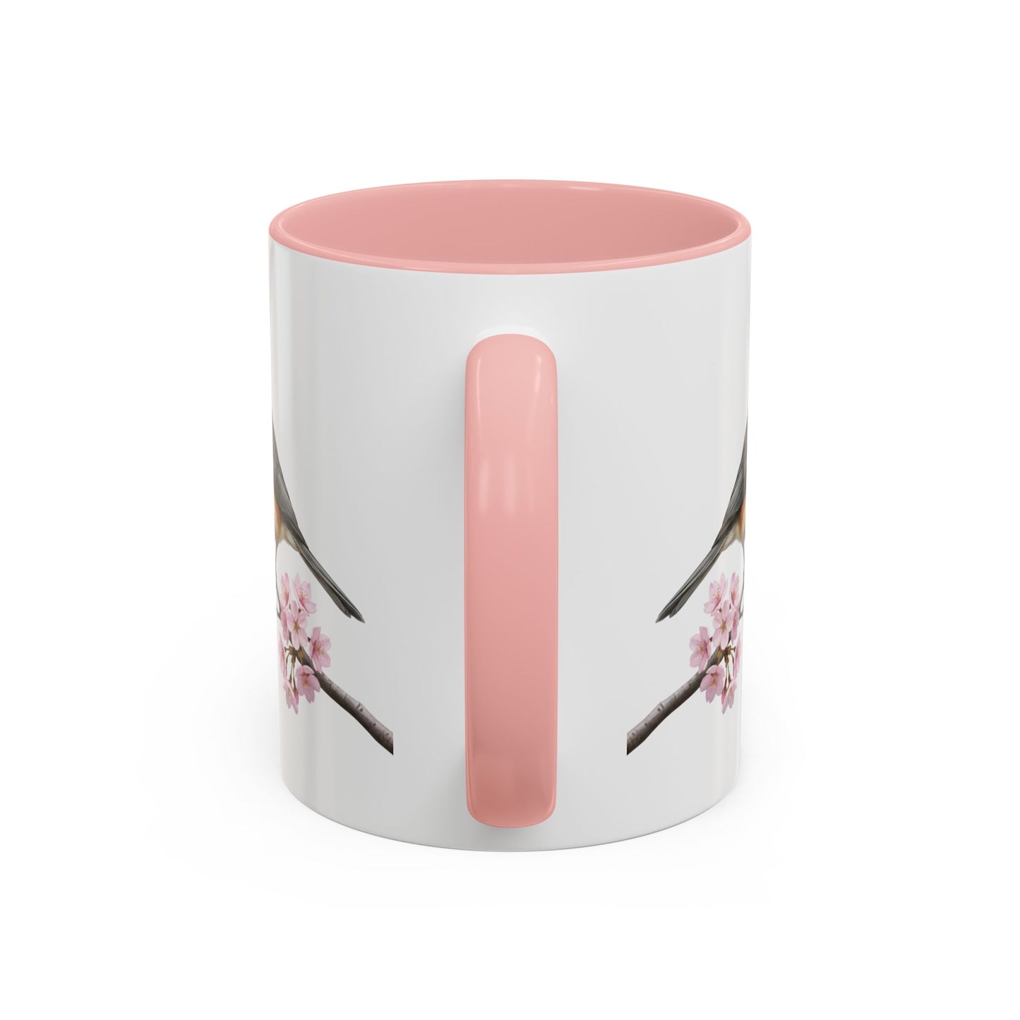 Tufted Titmouse Cherry Blossom Mug | Pink Ceramic Coffee Cup for Bird Lovers