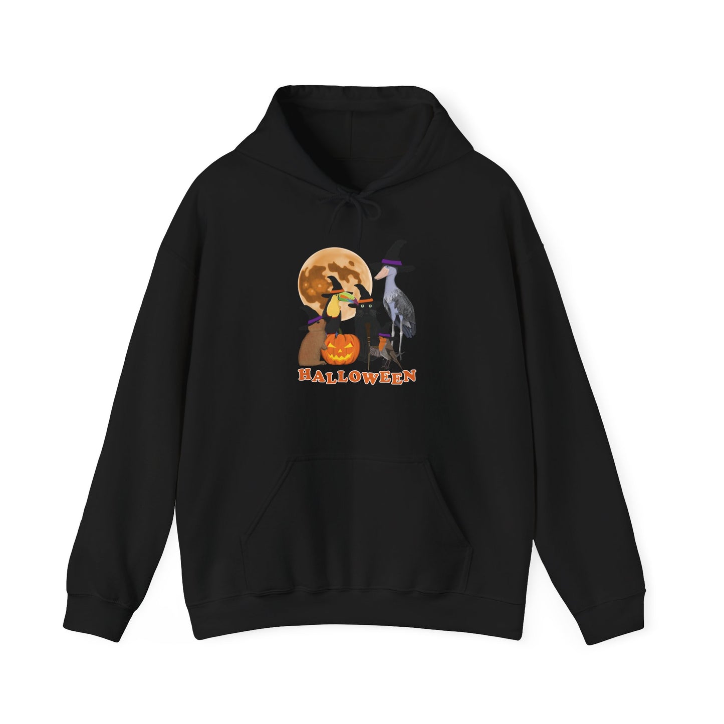 Toucan Robin Shoebill with Cat and Bunny Halloween Bird Hoodie