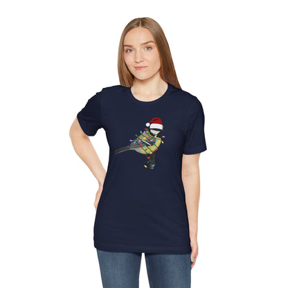 Chickadee with Fairy Lights Christmas Bird T-Shirt
