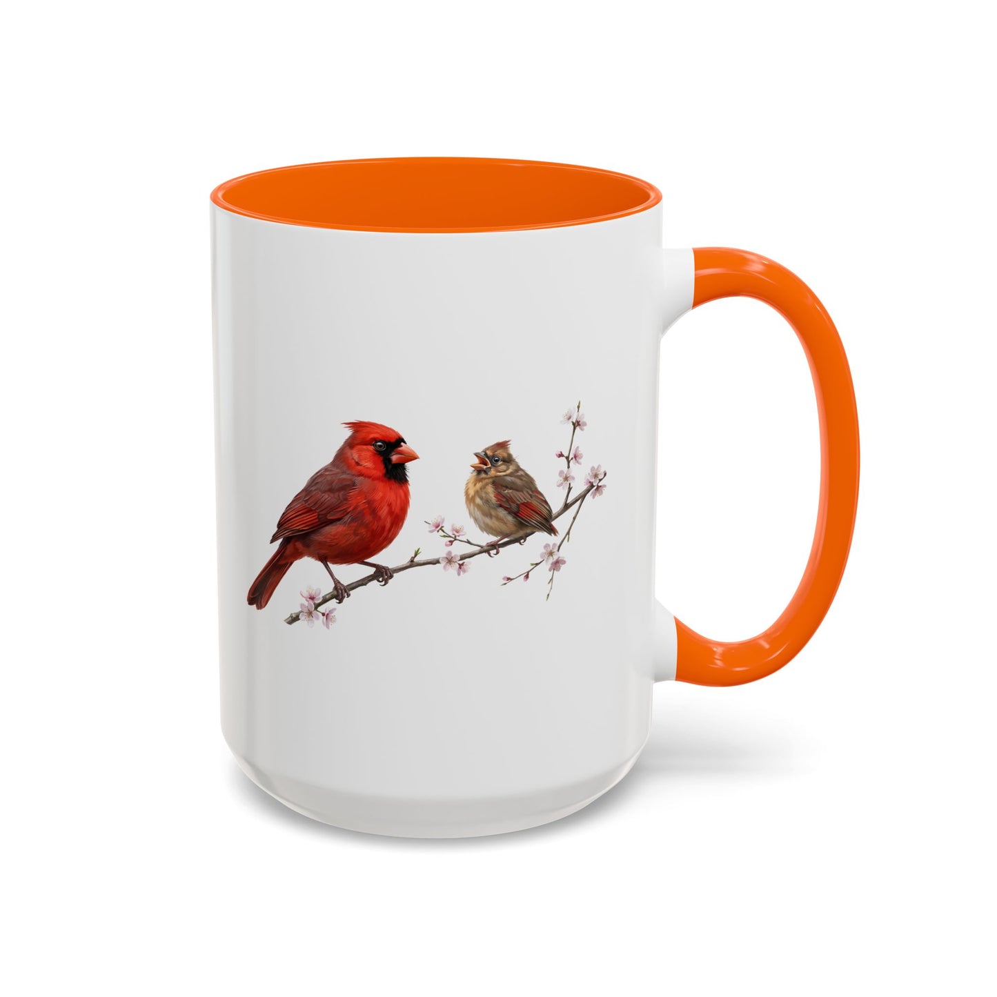 Northern Cardinal & Fledgling Two-Tone Mug | Spring Bird Lover Gift