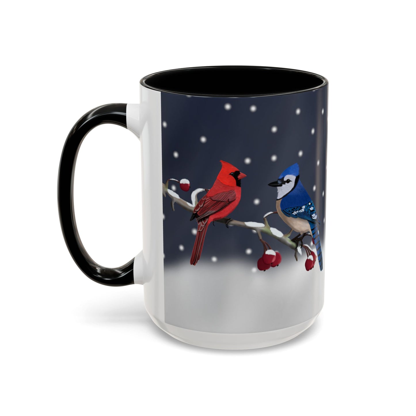 Blue Jay and Cardinal Bird Coffee Mug | Ceramic Christmas Gift for Bird Lovers