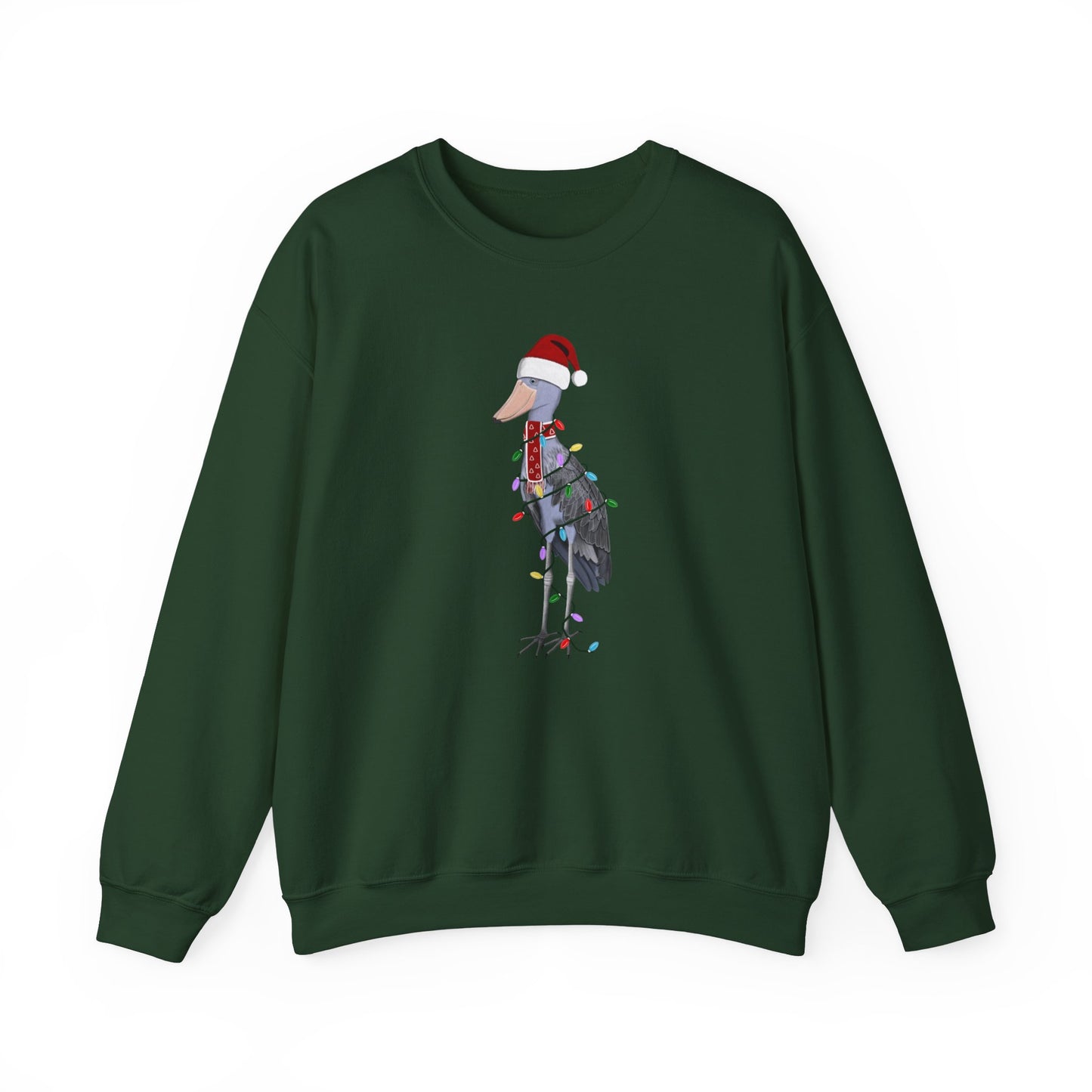 Shoebill with Fairy Lights Santa Claus Christmas Bird Sweatshirt