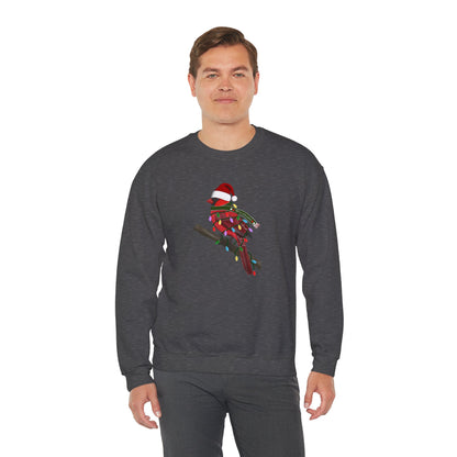 Cardinal with Fairy Lights Santa Claus Christmas Bird Sweatshirt