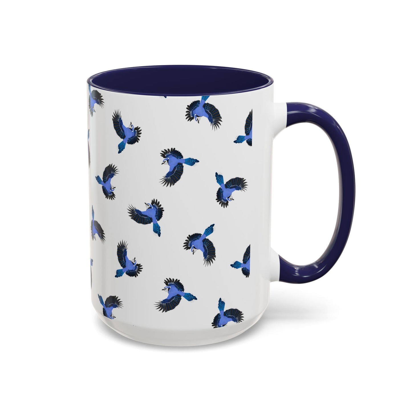 Blue Jay All-Over Pattern Accent Mug | Colorful Bird Lover Gift for Birdwatchers