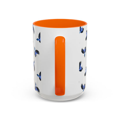 Blue Jay All-Over Pattern Accent Mug | Colorful Bird Lover Gift for Birdwatchers
