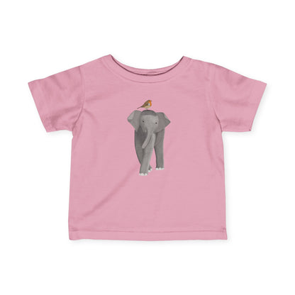 Elephant with European Robin Bird Baby & Toddler T-Shirt