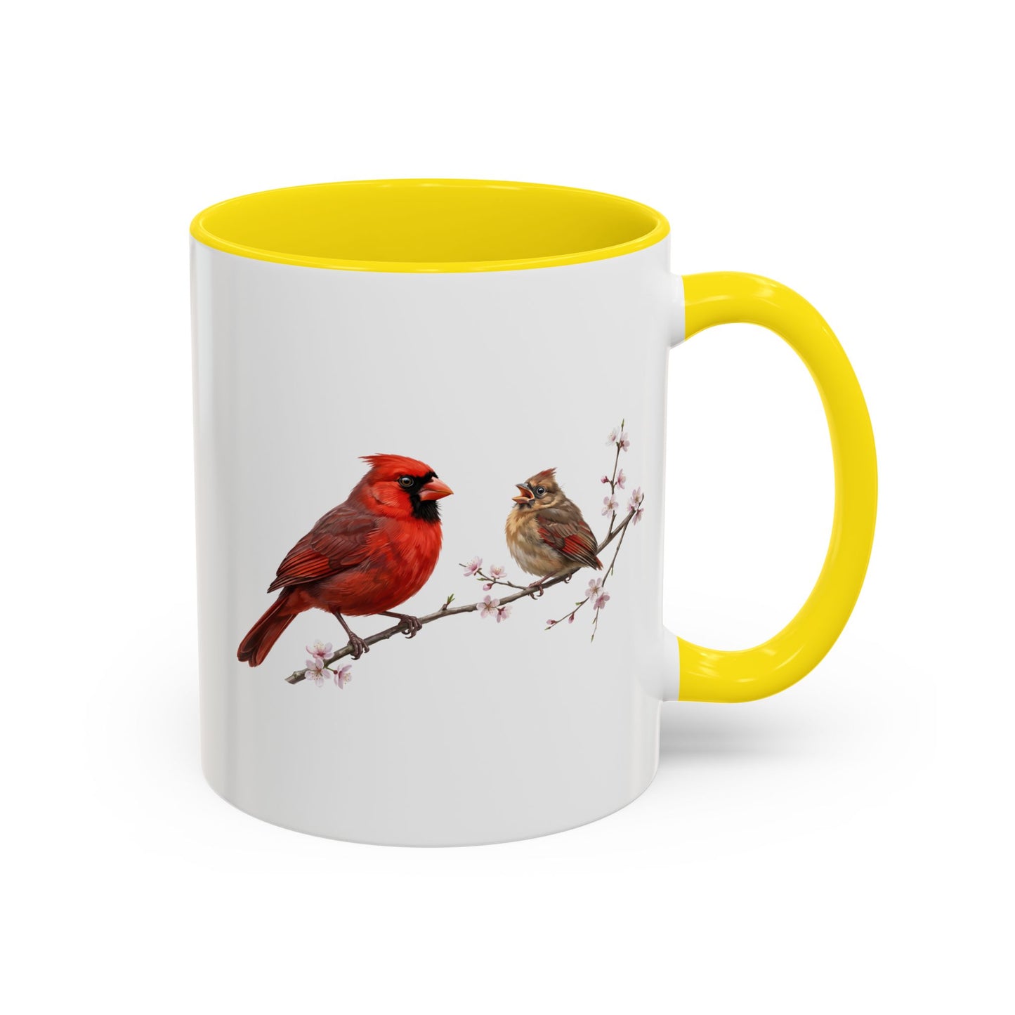 Northern Cardinal & Fledgling Two-Tone Mug | Spring Bird Lover Gift