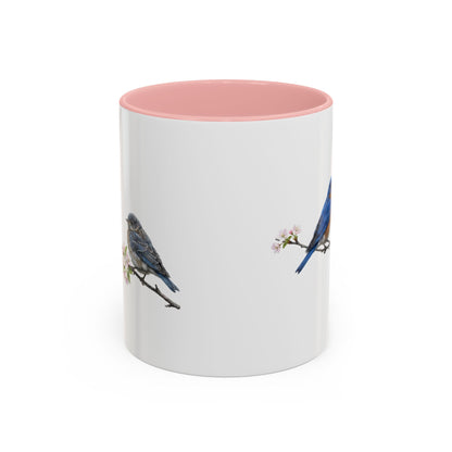 Eastern Bluebird & Fledgling Two-Tone Mug | Spring Bird Lover Gift