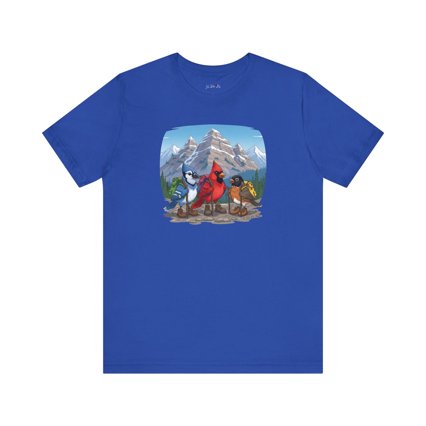 Birds Hiking T-Shirt Funny Cardinal Blue Jay Robin on a Hike Bird Watcher Bird Lover