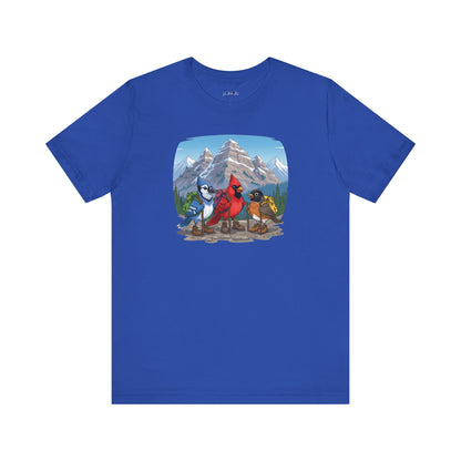 Birds Hiking T-Shirt Funny Cardinal Blue Jay Robin on a Hike Bird Watcher Bird Lover