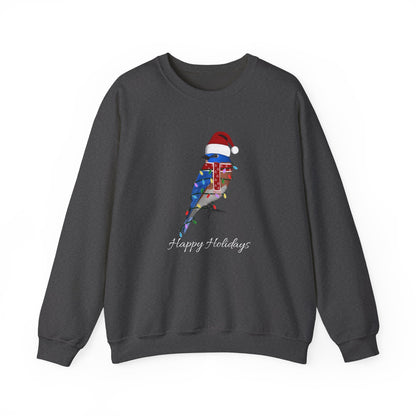 Bluebird with Fairy Lights as Santa Happy Holidays Birdwatcher Christmas Bird Sweatshirt