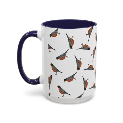 American Robin All-Over Pattern Accent Mug | Colorful Bird Lover Gift for Birdwatchers