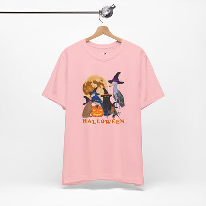 Blue Jay Robin Shoebill with Cat and Bunny Halloween Bird T-Shirt