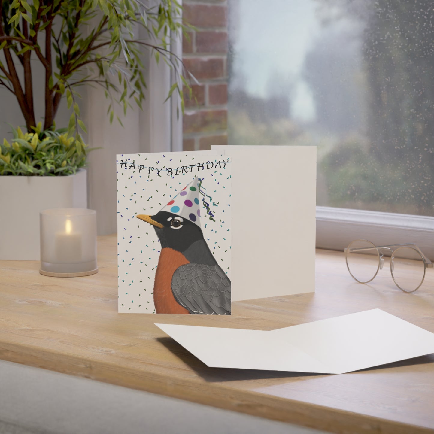 American Robin Birthday Cards on bird card background