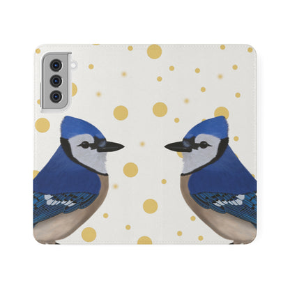 Blue Jay Bird Art Phone Flip Case