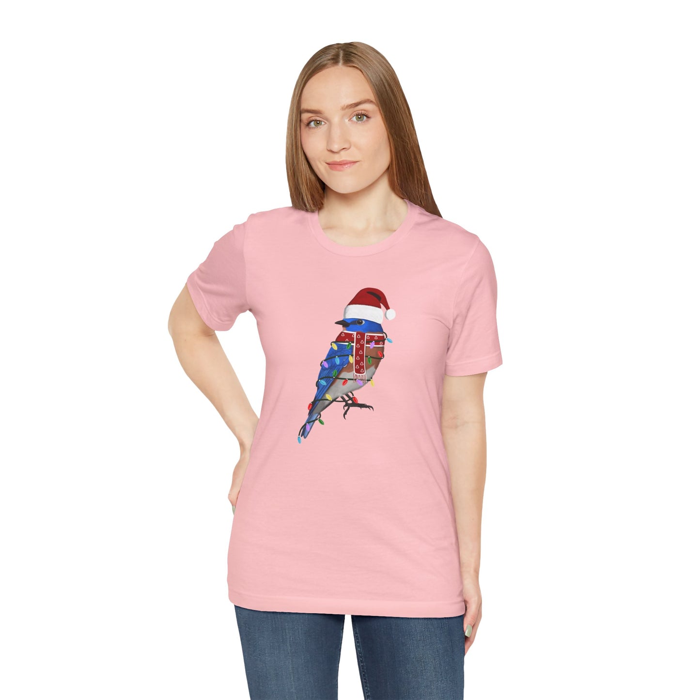 Bluebird with Fairy Lights Christmas Bird T-Shirt