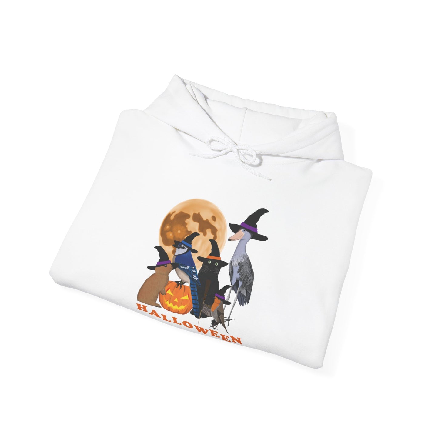 Blue Jay Robin Shoebill with Cat and Bunny Halloween Bird Hoodie