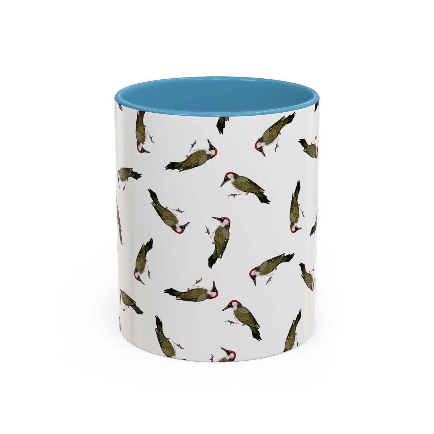 Grünspecht Tasse mit Streumuster | Vogelmotiv Kaffeebecher für Vogelbeobachter & Naturfreunde on Accent Coffee Mug background