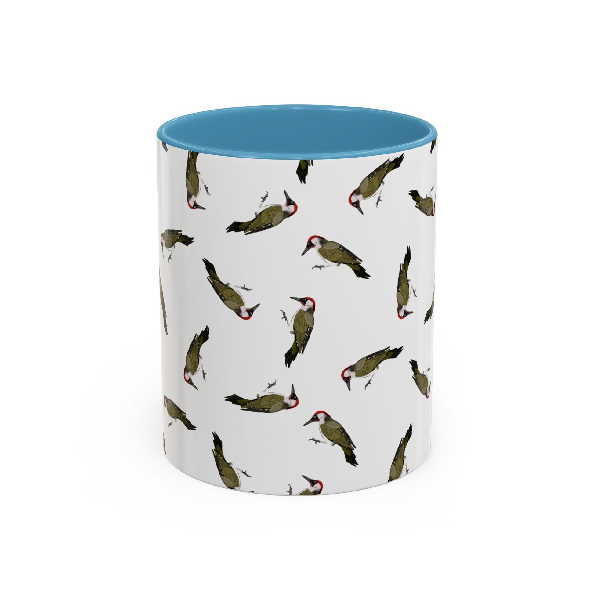 Grünspecht Tasse mit Streumuster | Vogelmotiv Kaffeebecher für Vogelbeobachter & Naturfreunde on Accent Coffee Mug background