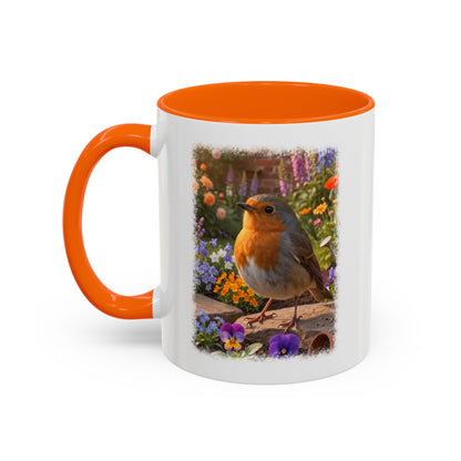 Robin Rosi Flower Bed Mug - Cute Backyard Bird Watcher Gift