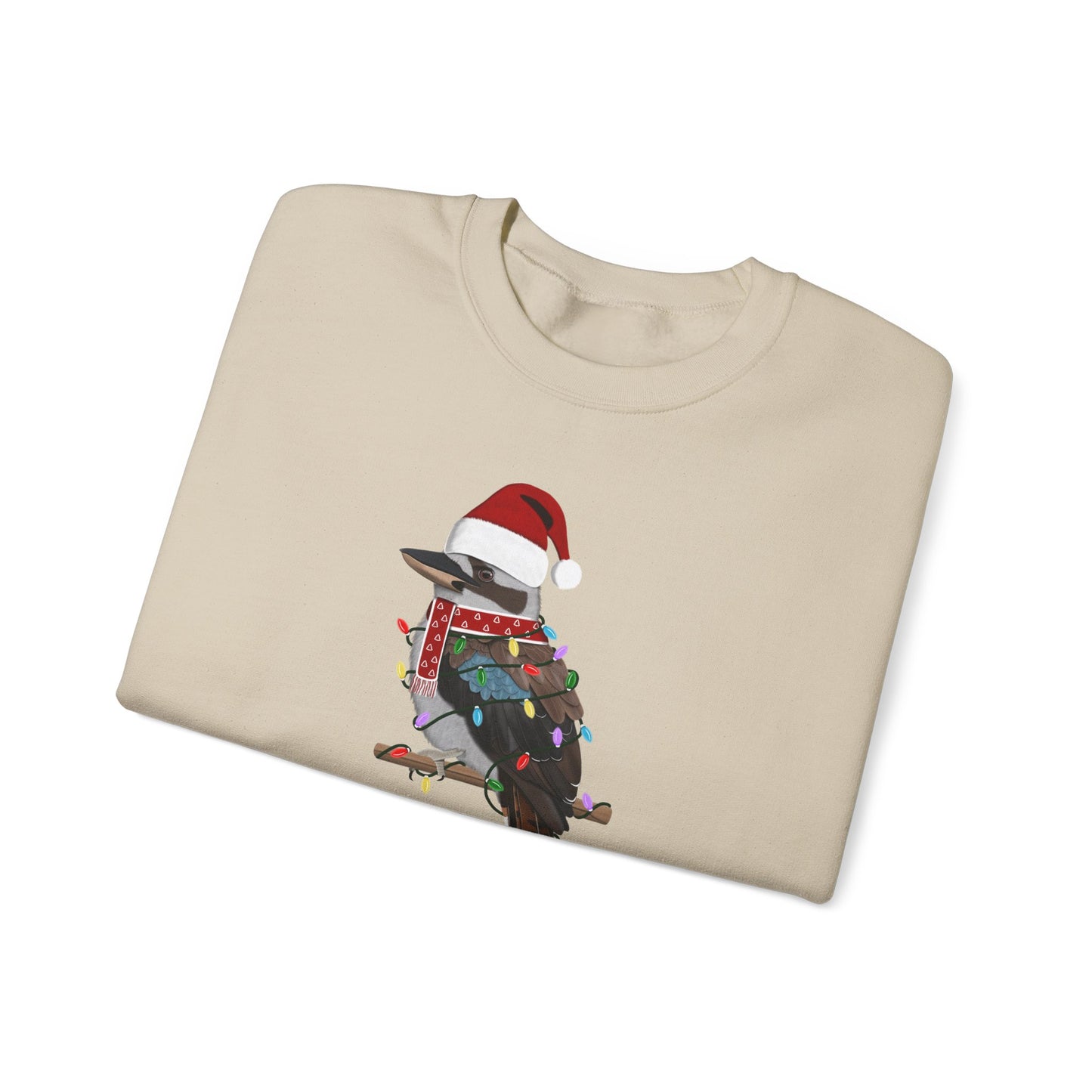 Kookaburra with Fairy Lights Santa Claus Christmas Bird Sweatshirt