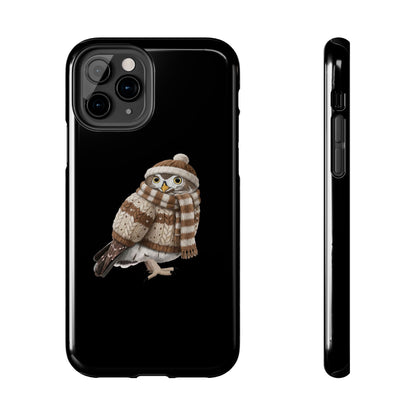 鳥のアートが描かれたフクロウの二層式iPhoneケース - 鳥類学者や鳥好きの方へのプレゼントに最適