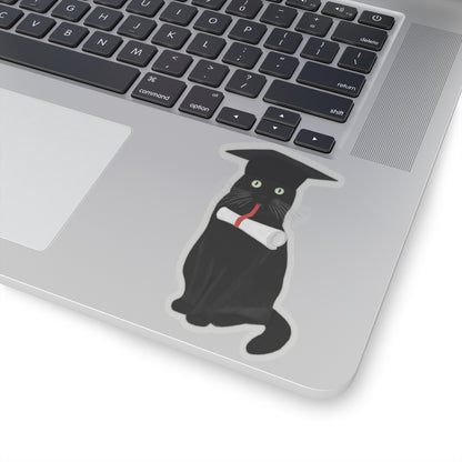 Black Cat Graduate Bachelor Master Doctor Cat Lover Sticker