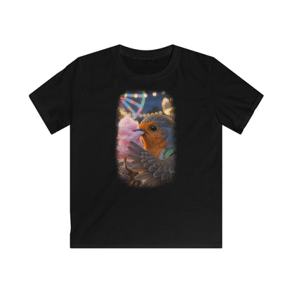 Premium Kinder T-Shirt Rosi Rotkehlchen isst Zuckerwatte auf der Kirmes