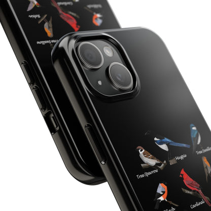 Garden Birds Blue Jay Cardinal Bullfinch Bird Art Tough Phone Case Black