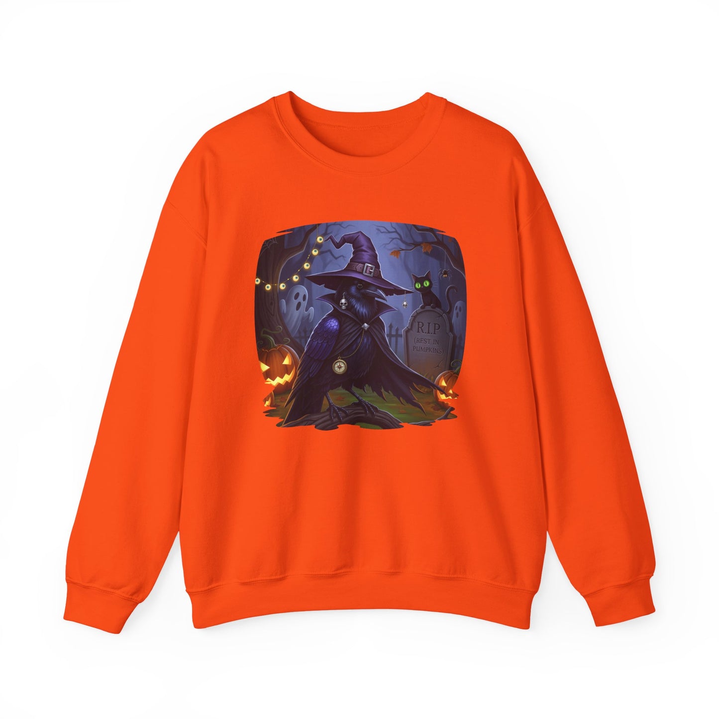 Black Crow Halloween Bird Sweatshirt - Spooky Halloween Costume for Bird Lovers