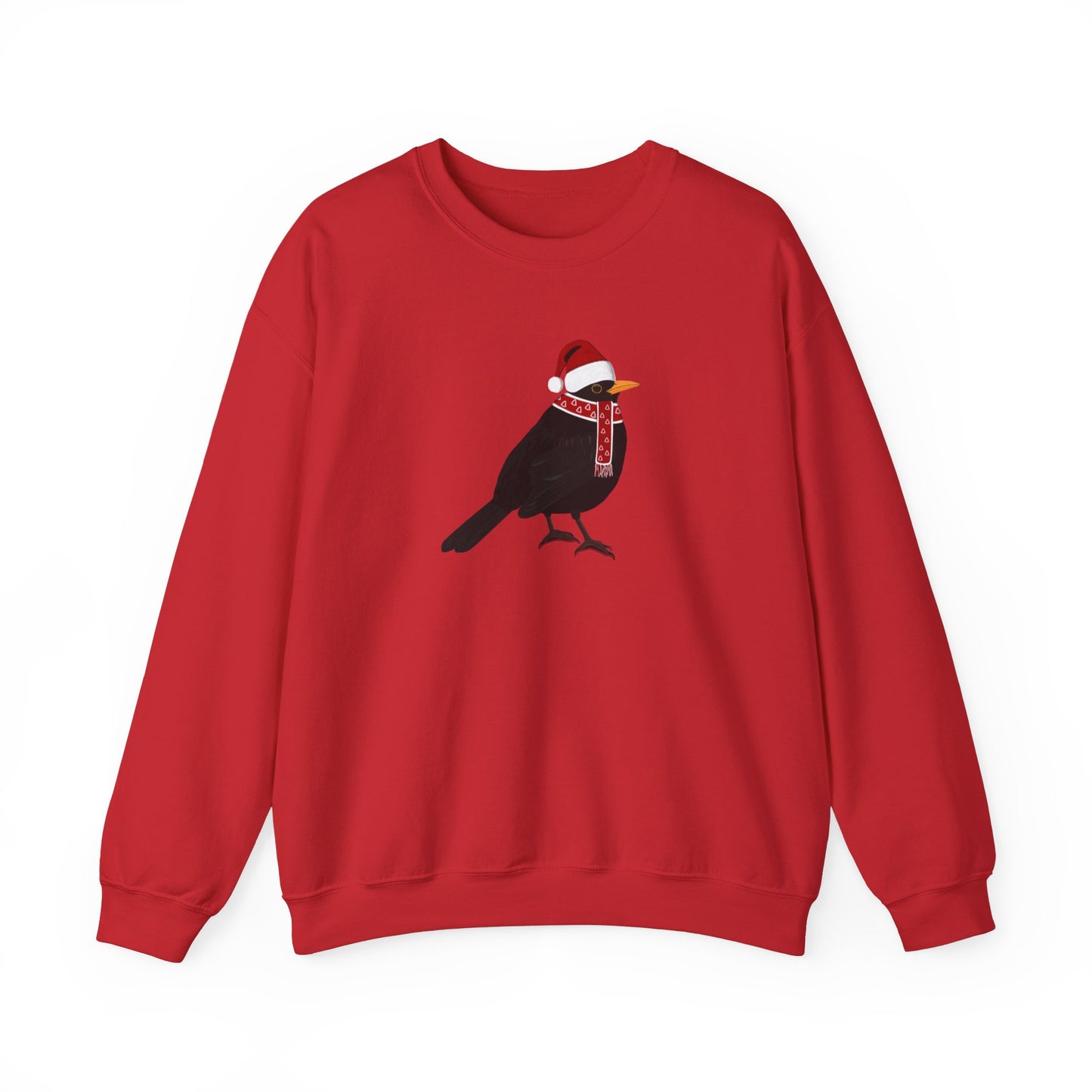 Blackbird with Christmas Hat Bird Birdwatcher Sweatshirt