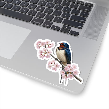 Barn Swallow Stickers – bird sticker and cherry blossoms style