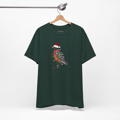 Robin with Fairy Lights Christmas Bird T-Shirt