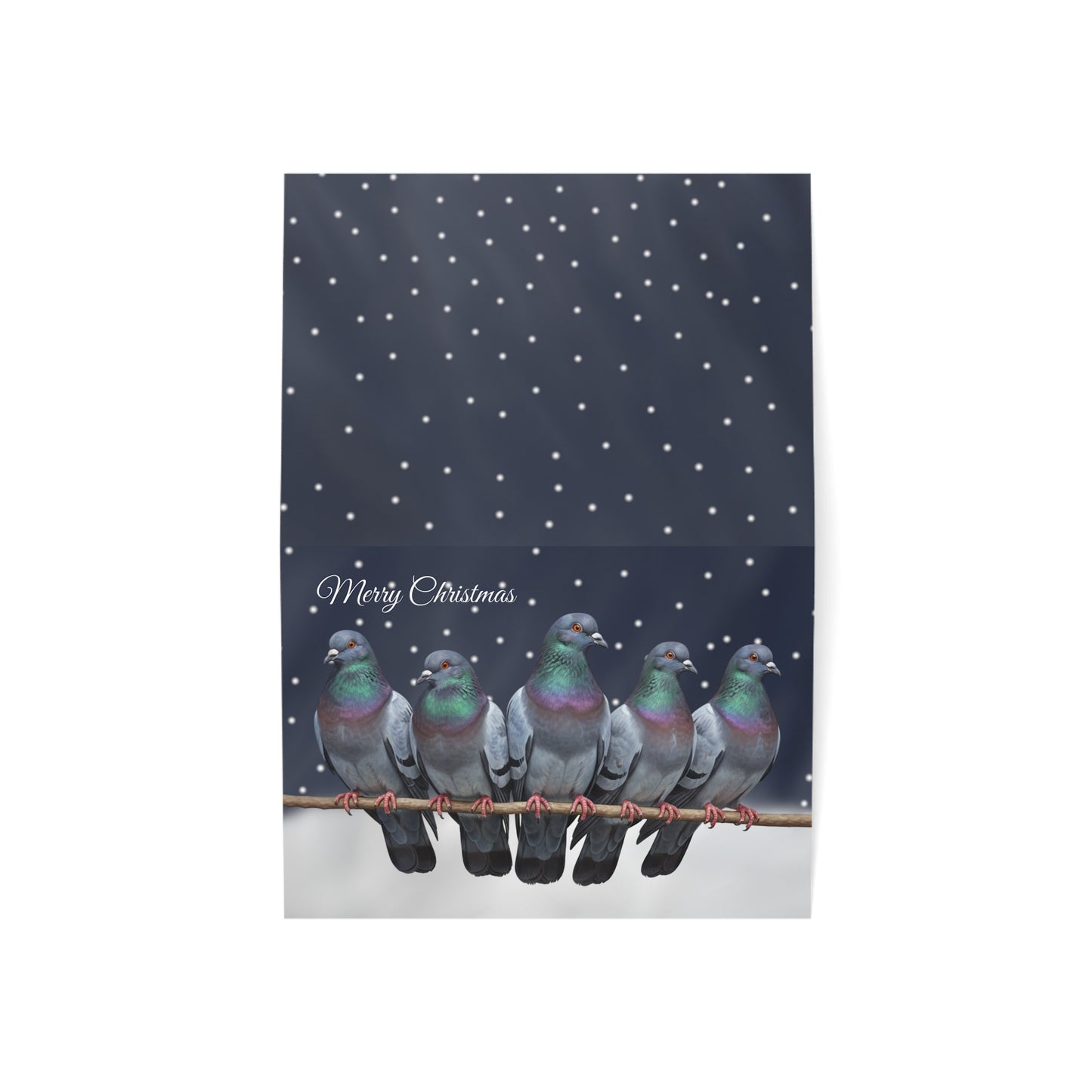 Pigeons Bird Art Premium Christmas Card 7x5" | Double-Sided Matte Holiday Greeting