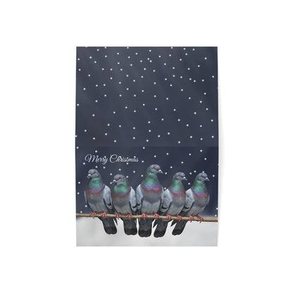 Pigeons Bird Art Premium Christmas Card 7x5" | Double-Sided Matte Holiday Greeting