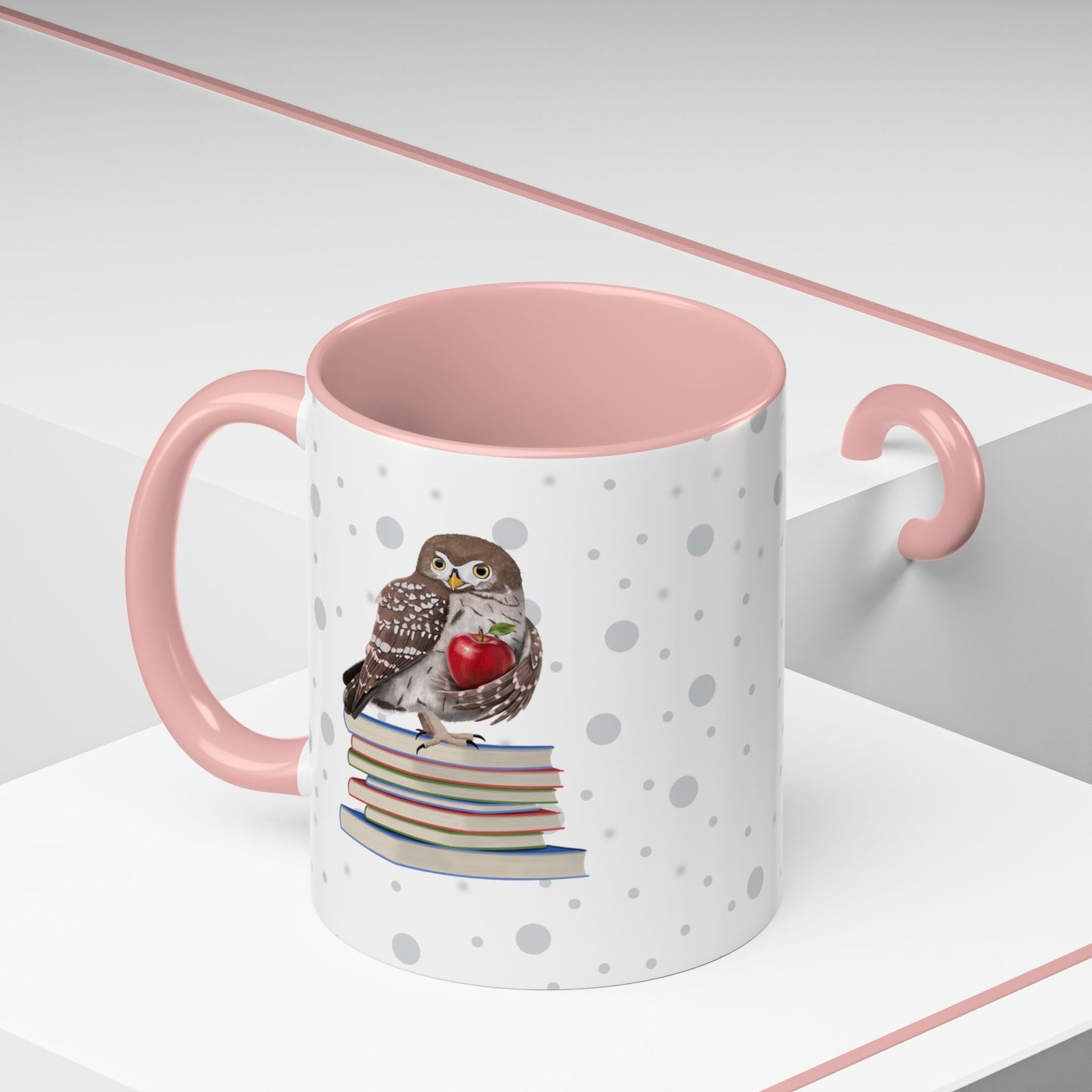 Cute Owl on Books Teacher Mug – Two-Tone Classroom Coffee Cup