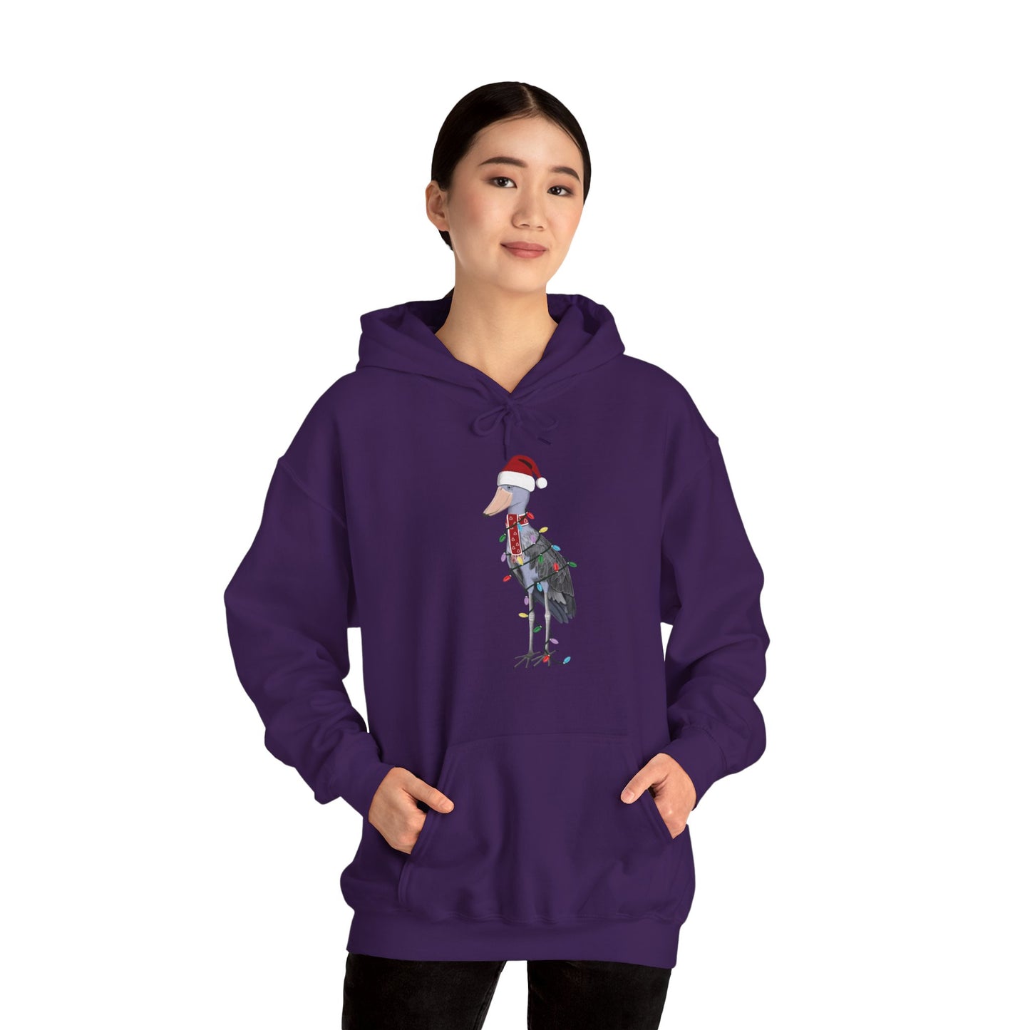 Shoebill with Fairy Lights Christmas Bird Hoodie