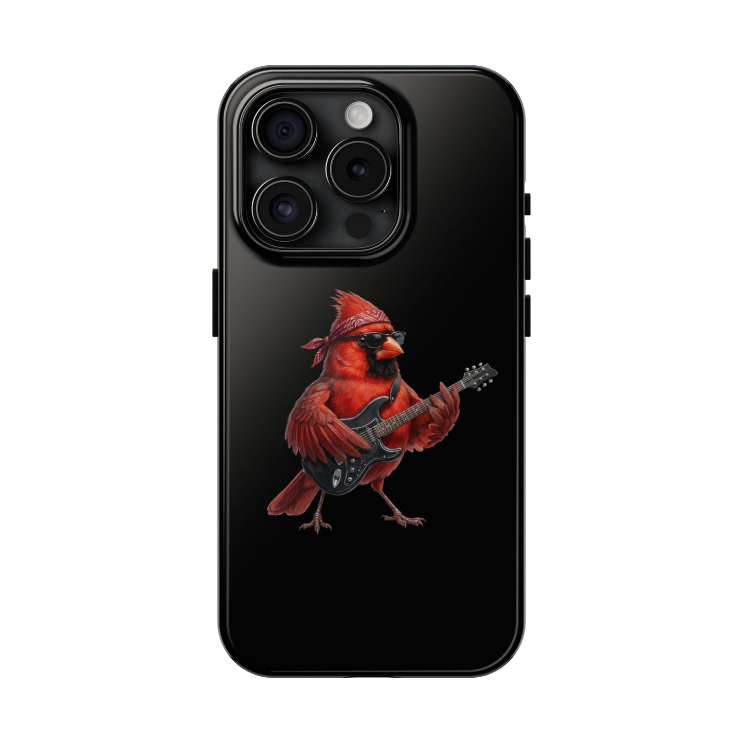 Cardinal with Guitar iPhone Case – Premium Tough Phone Cover Black