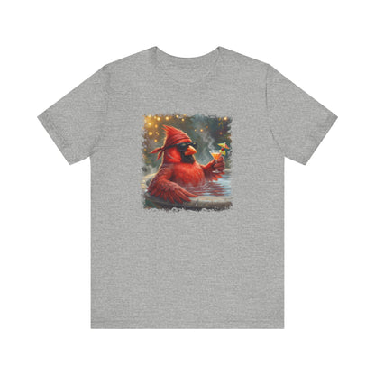 Cardinal Chilling in the Birdbath – Premium Unisex Bird Lovers T-Shirt
