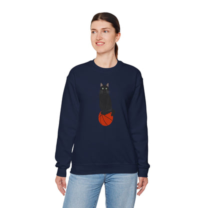 Black Cat with Basketball Cat Lover Sweatshirt