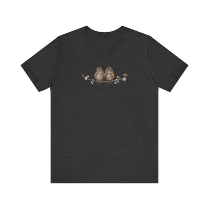 American Robin Fledgling T-Shirt | Spring Blossoms Unisex Graphic Tee for Bird Watchers