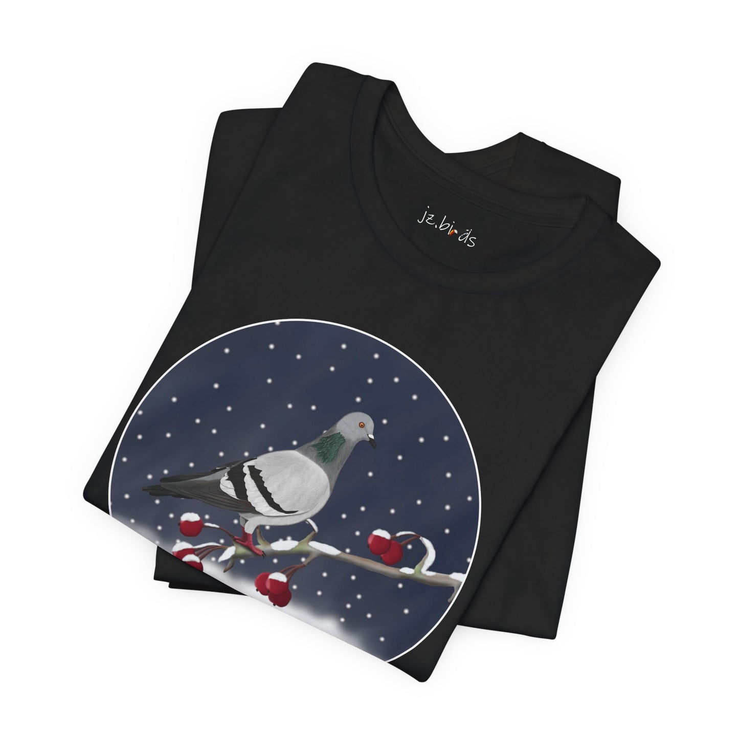 Pigeon on a Winter Branch Birdwatcher Christmas Bird T-Shirt