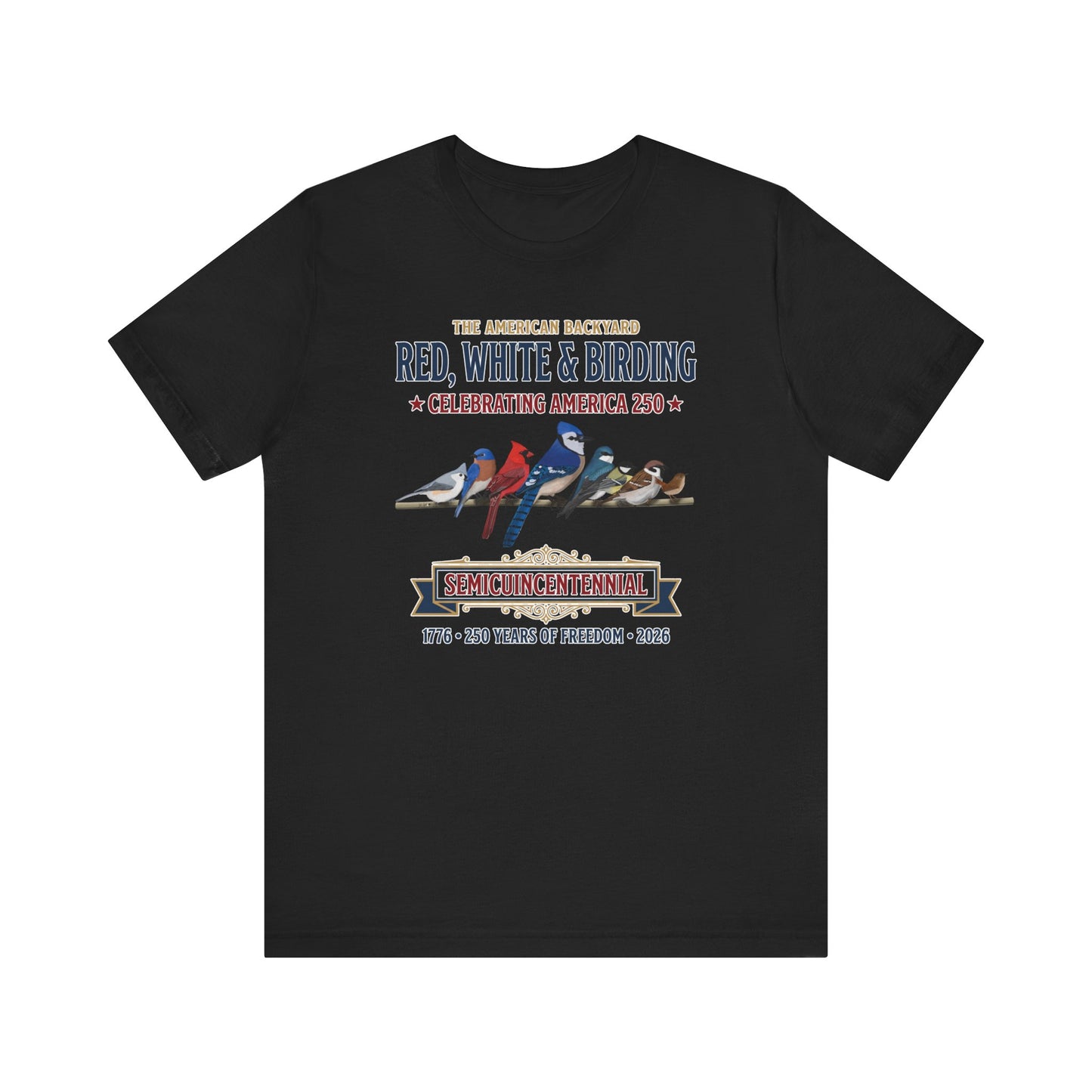 Red, White & Birding Vintage T-Shirt | America 250 Backyard Birds in Athletic Heather