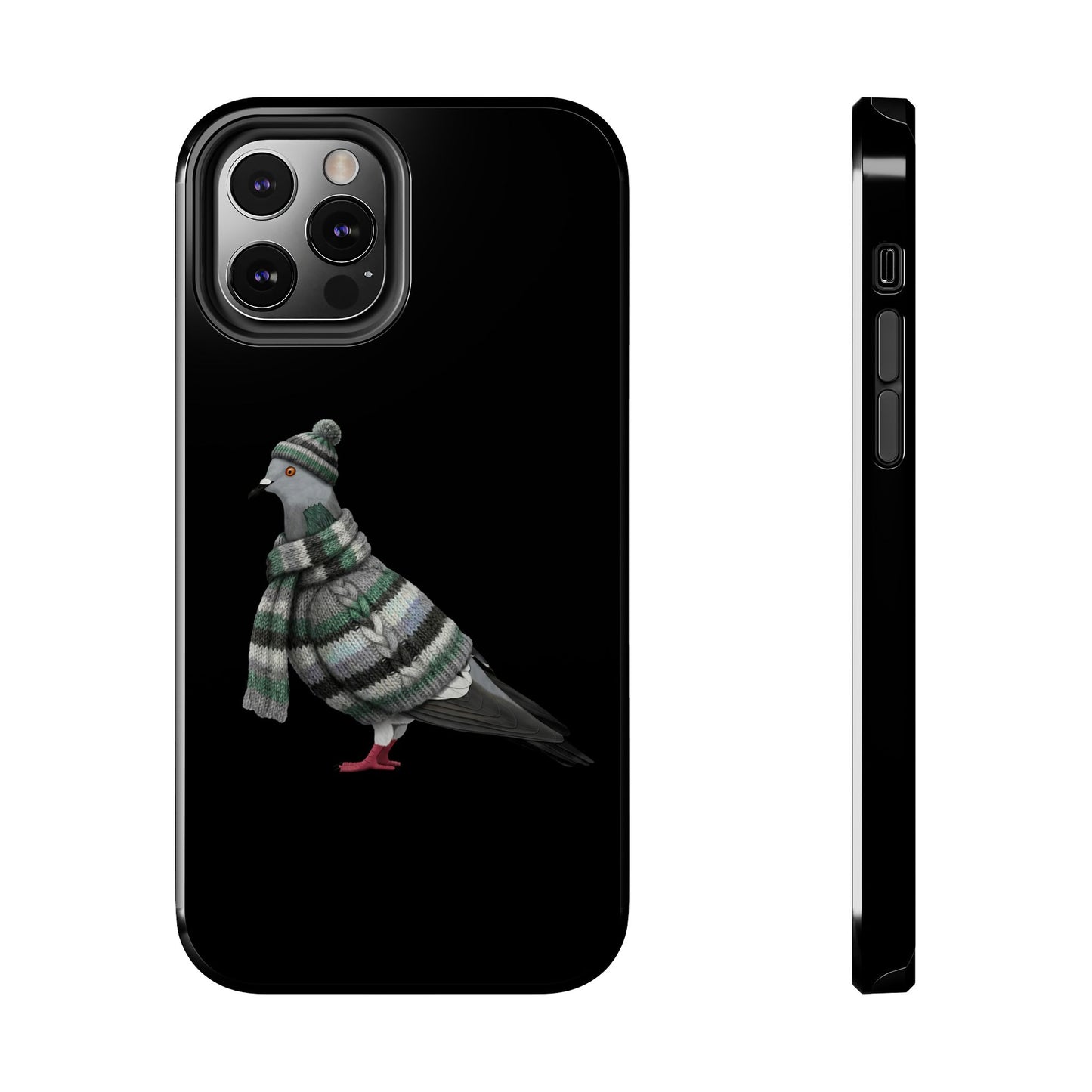 鳥のアートが描かれた鳩の二層式iPhoneケース - 鳥類学者や鳥好きの方へのプレゼントに最適