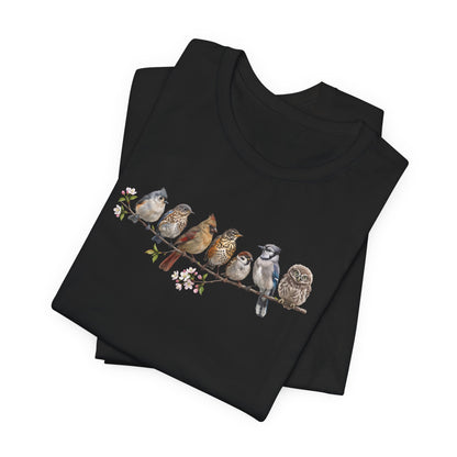 Bluebird Cardinal Blue Jay Robin | 7 Little Fledglings T-Shirt | Cute Baby Birds Graphic Tee