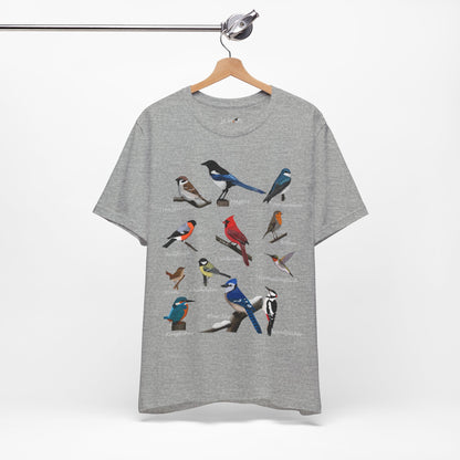 Garden Birds Blue Jay Cardinal Robin Chickadee Birding & Birdwatching Bird T-Shirt