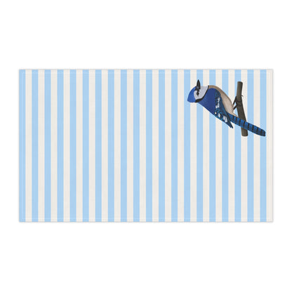 Blue Jay Bird Art Kitchen Towel Blue White 18" × 30"