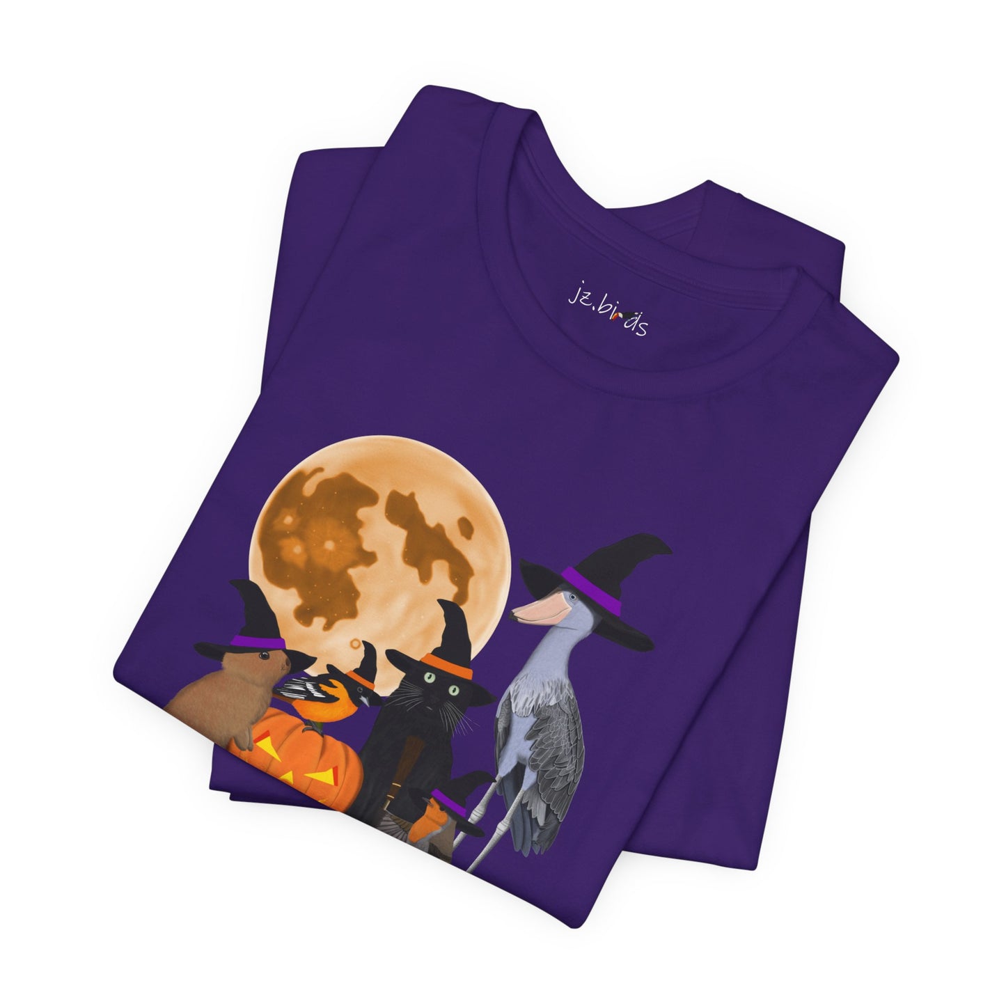 Baltimore Oriole Robin Shoebill with Cat and Bunny Halloween Bird T-Shirt