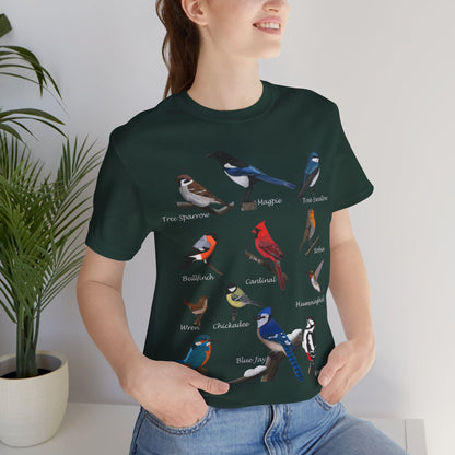 Garden Birds Blue Jay Cardinal Robin Chickadee Birding & Birdwatching Bird T-Shirt