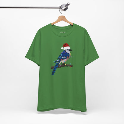 Blue Jay with Fairy Lights Christmas Bird T-Shirt